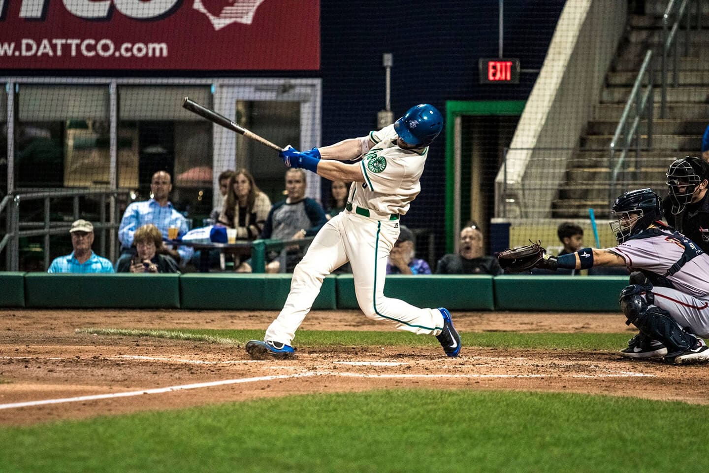 Hartford Yardgoats Baseball Player Stikes with Bat