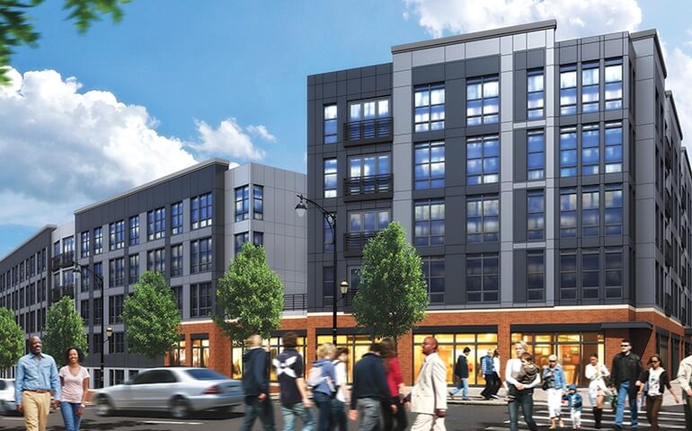 The first phase of Hartford’s North Crossing development across from Dunkin’ Donuts Park is set to feature 270 apartment units, 11,000 square feet of retail space and a 330-space parking garage.